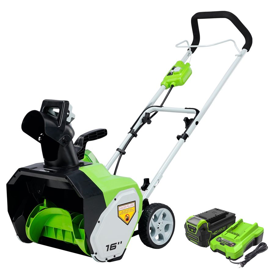 40V 16" Cordless Battery Single-Stage Snow Blower: 5.0 Ah Battery and Charger