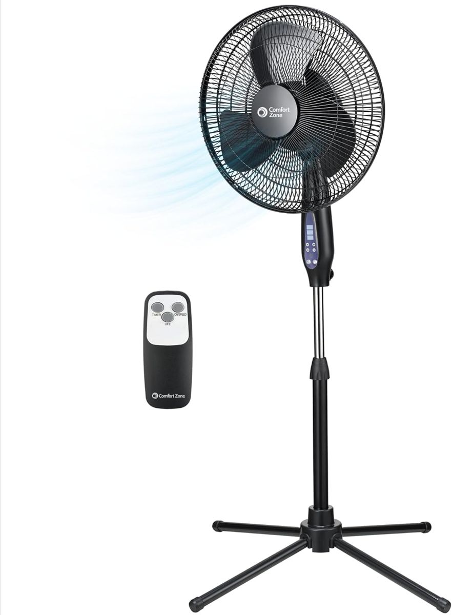 Comfort Zone 16" Oscillating Pedestal Fan with Remote Control