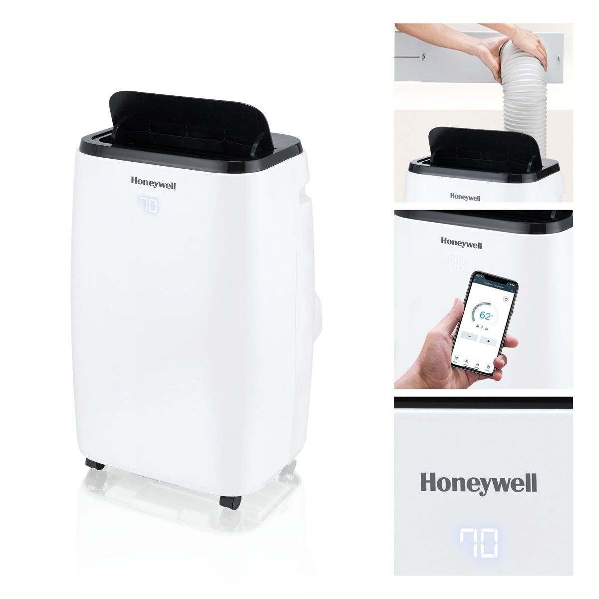 Honeywell HT4CESVWK0 14,000 BTU 700Sq. Ft. Smart Portable Air Conditioner, Fan, and Dehumidifier, with Wi-Fi and Voice Control