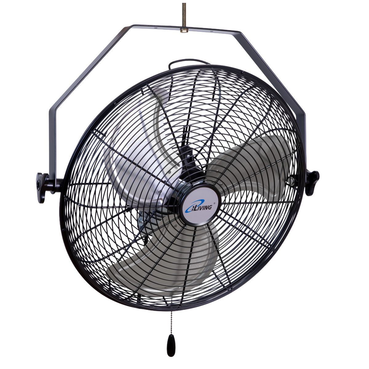 ILG8E18P - iLIVING 18 Inch Wall Mount Fan, 4550 CFM High Velocity Metal Fan with 3 Speeds, Sealed Motor & 360° Tilt, Heavy Duty Wall/Ceiling Mount Fan for Garage, Warehouse, Barn, Greenhouse, Workshop