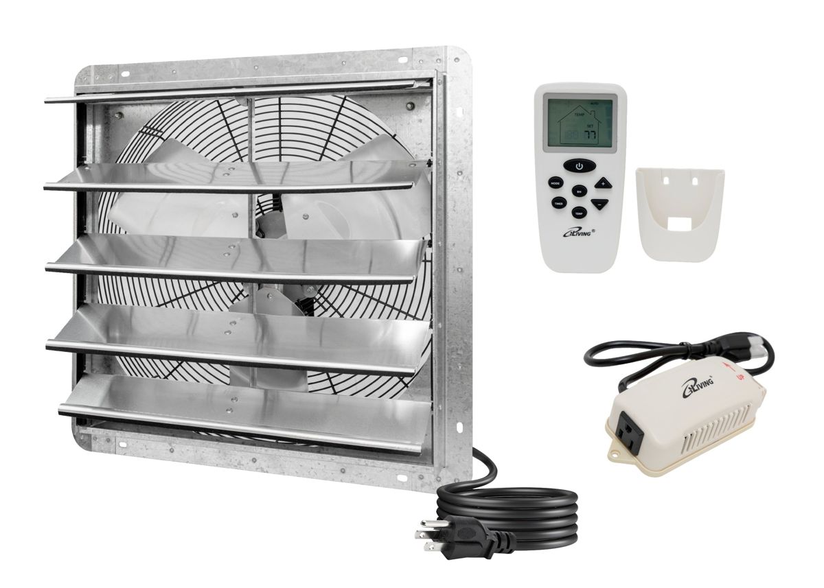 ILG8SF20VC - iLiving 20 Inch Smart Remote Shutter Exhaust Fan with Thermostat, Humidistat, Variable Speed, Timer, Wall Mounted, 20"
