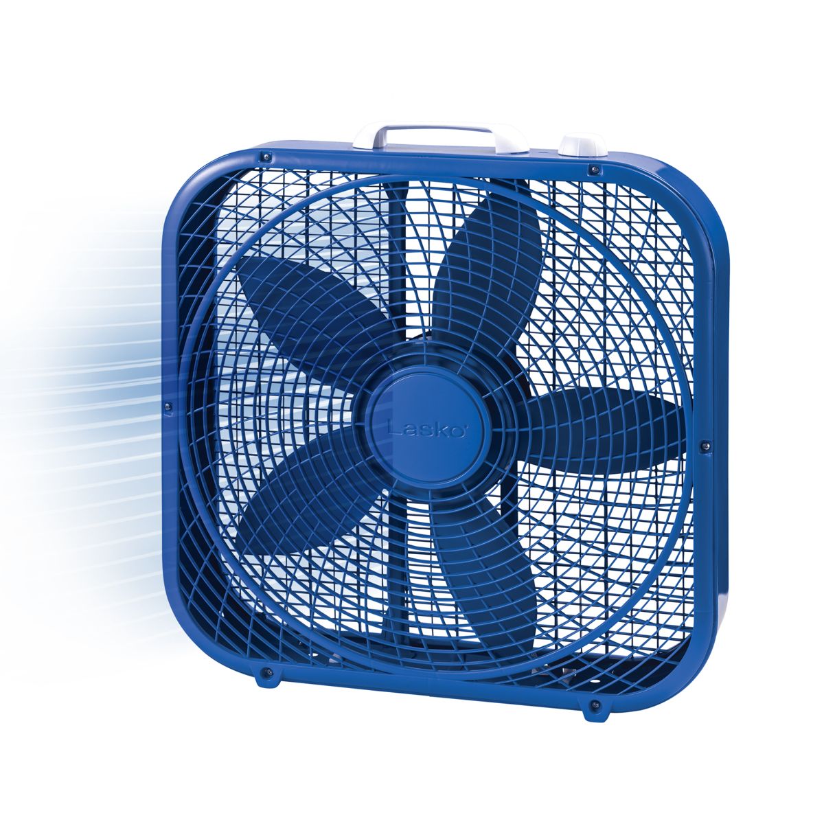 Lasko Cool Colors 20" Box Fan: 3-Speed, Weather-Resistant Motor, Blue