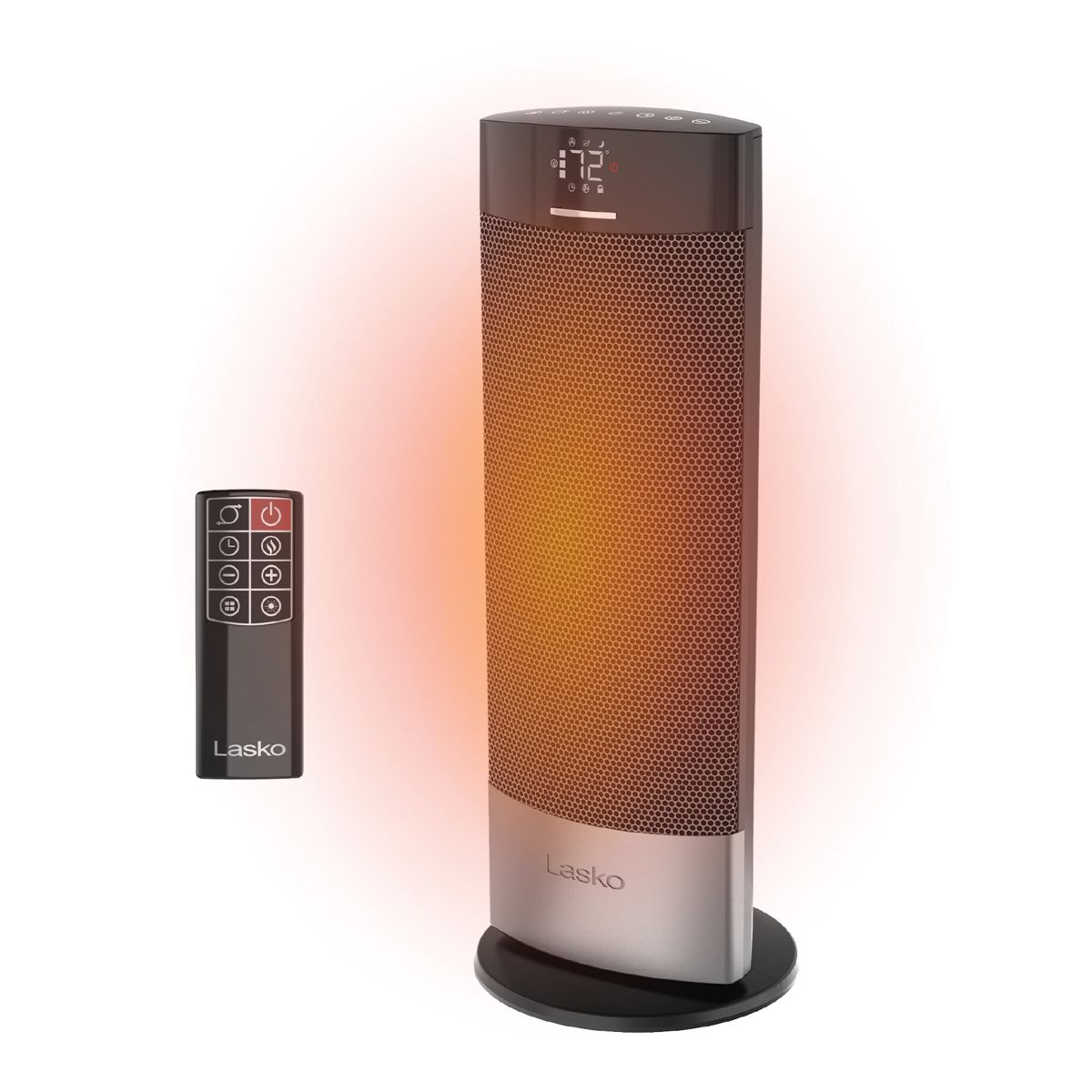 Lasko Ellipse 18" Ceramic Tower Space Heater: Oscillating, 3 Heat Settings, Remote, Timer, Tip-Over Switch, Child Lock, Thermostat, Black