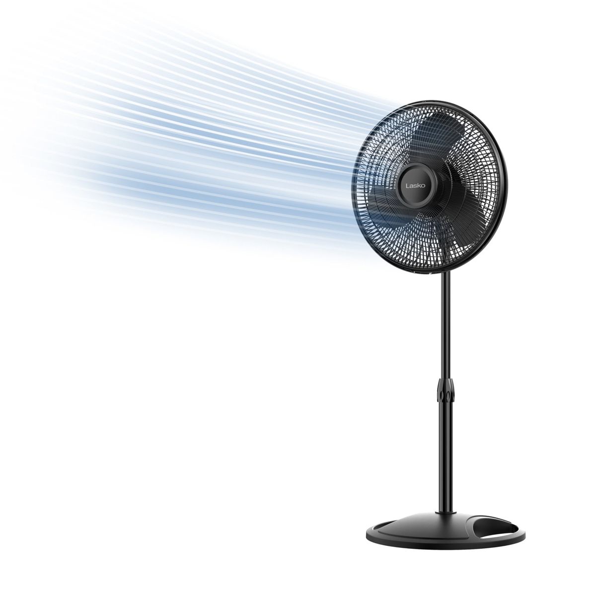 Lasko 16" Pedestal Fan: Oscillating, 3-Speed, Adjustable Height, Black