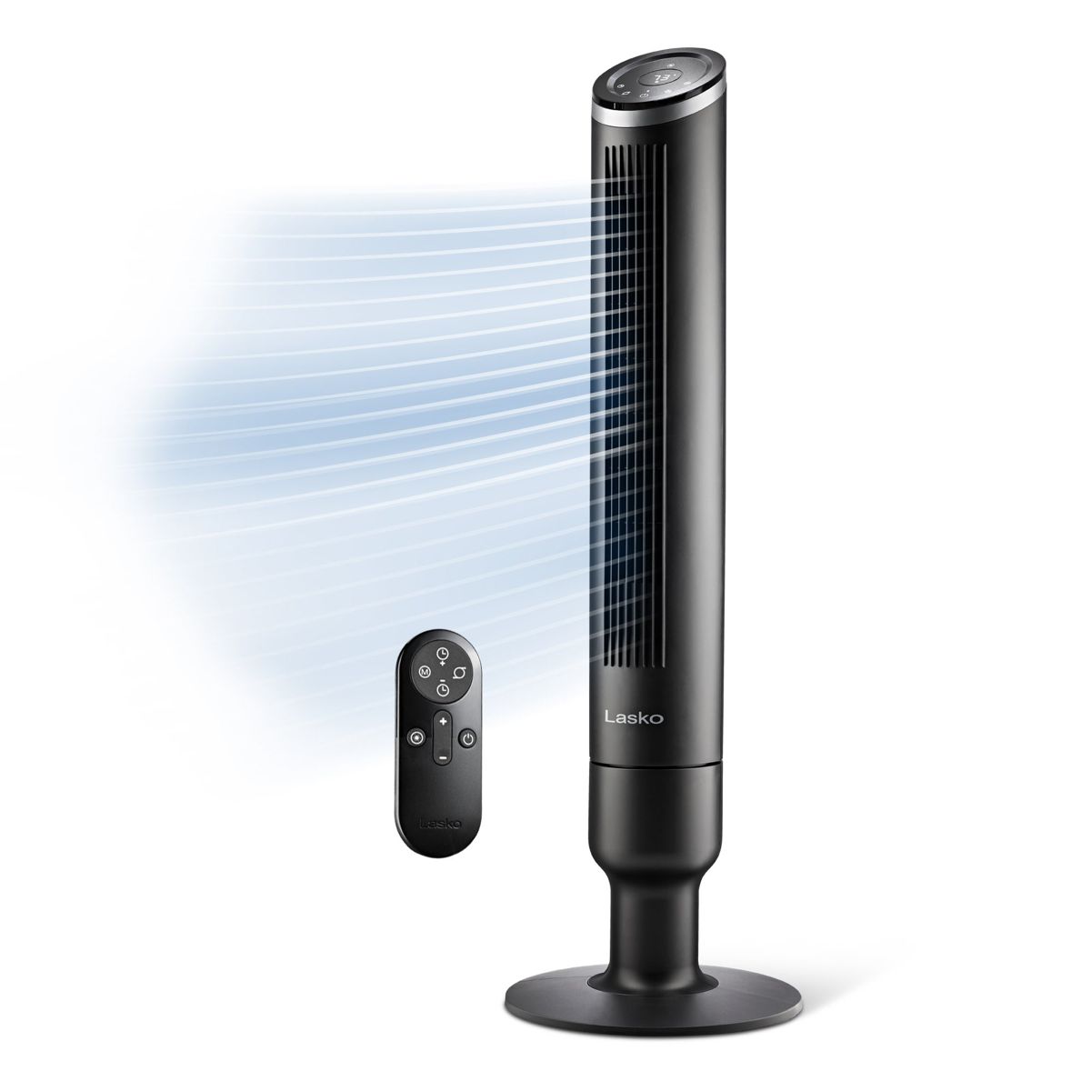 Lasko Apex 42" Tower Fan: Oscillating, 6-Speed, Remote, Timer, Black