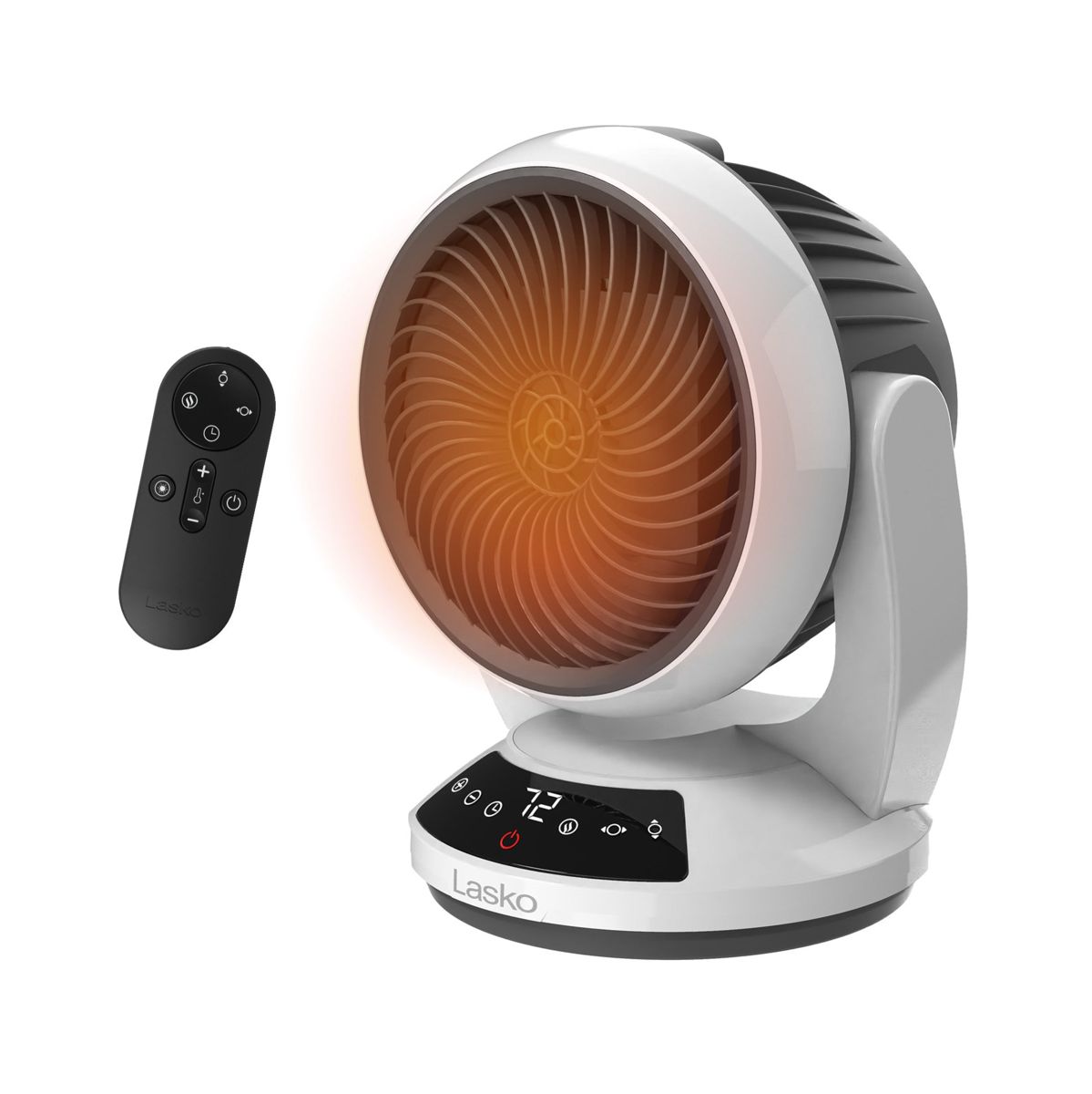 Lasko Whirlwind Heat 13" Ceramic Space Heater: Dual Oscillation, 3 Heat Settings, Remote, Timer, Tip-Over Switch, Thermostat, White