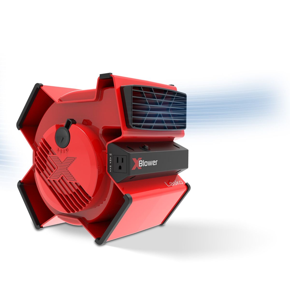 Lasko X-Blower 11" Air Mover Blower Fan: 3-Speed, High Velocity, 1 Outlet, Red
