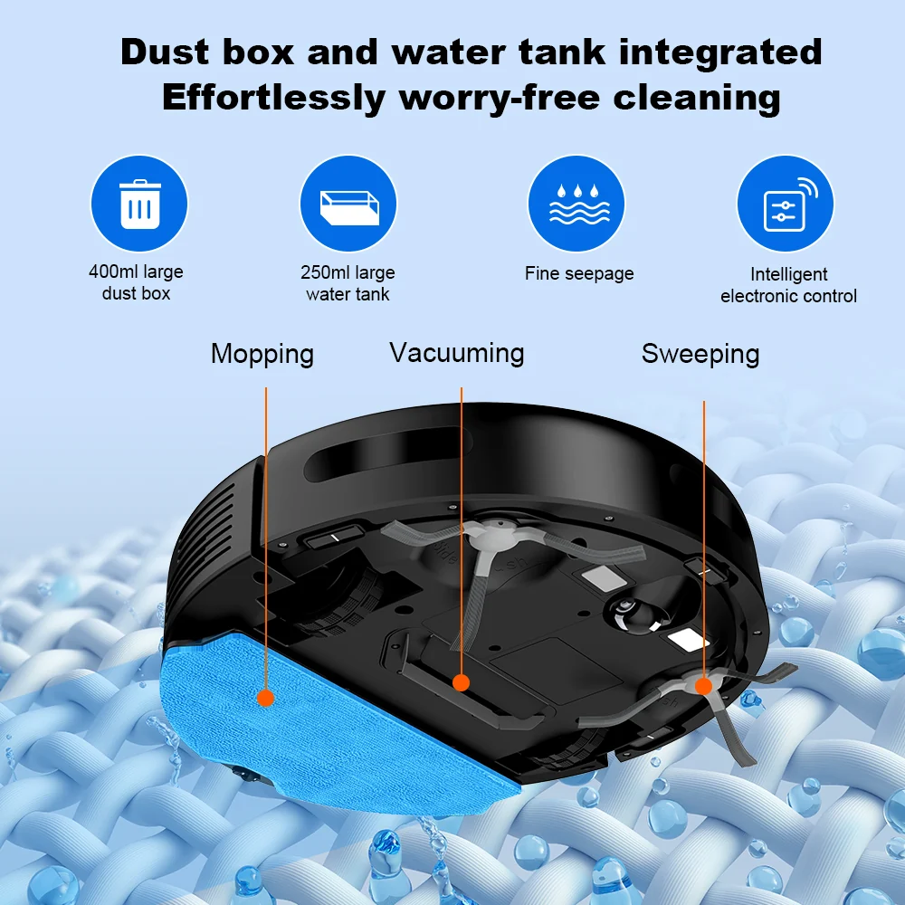 Liectroux N7S-U robot vacuum cleaner 2 in 1 vacuum and mop function, 4400mah battery, 4000pa suction power for home cleaning