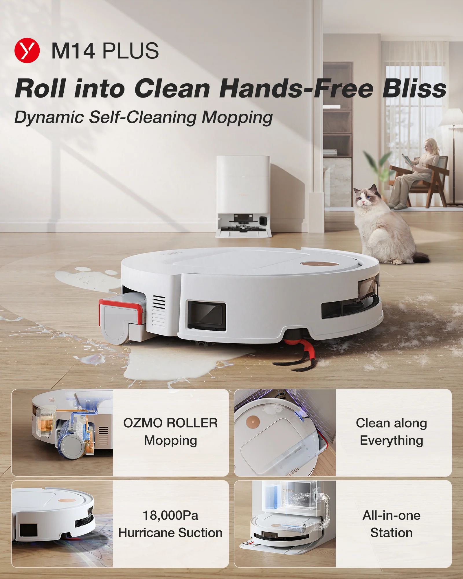 YEEDI M14 PLUS White Robot Vacuum & Mop