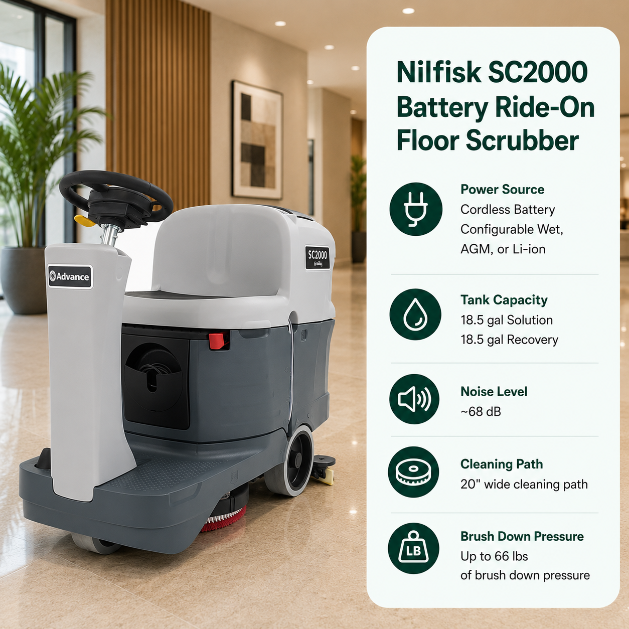 Nilfisk SC2000 Battery Ride-On Floor Scrubber