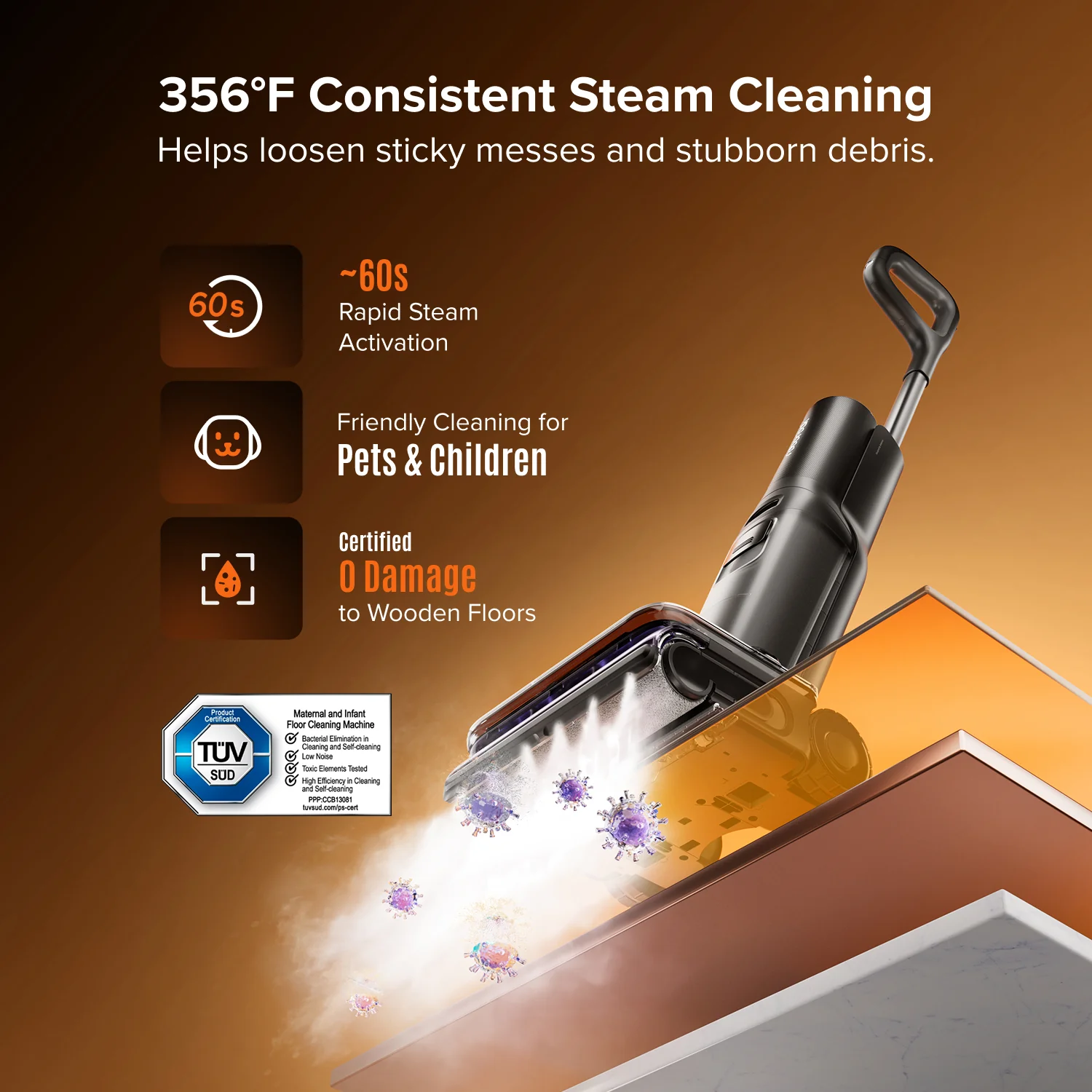 Roborock F25 Steam Wet & Dry Vacuum with Steam and High Temperature Self Cleaning