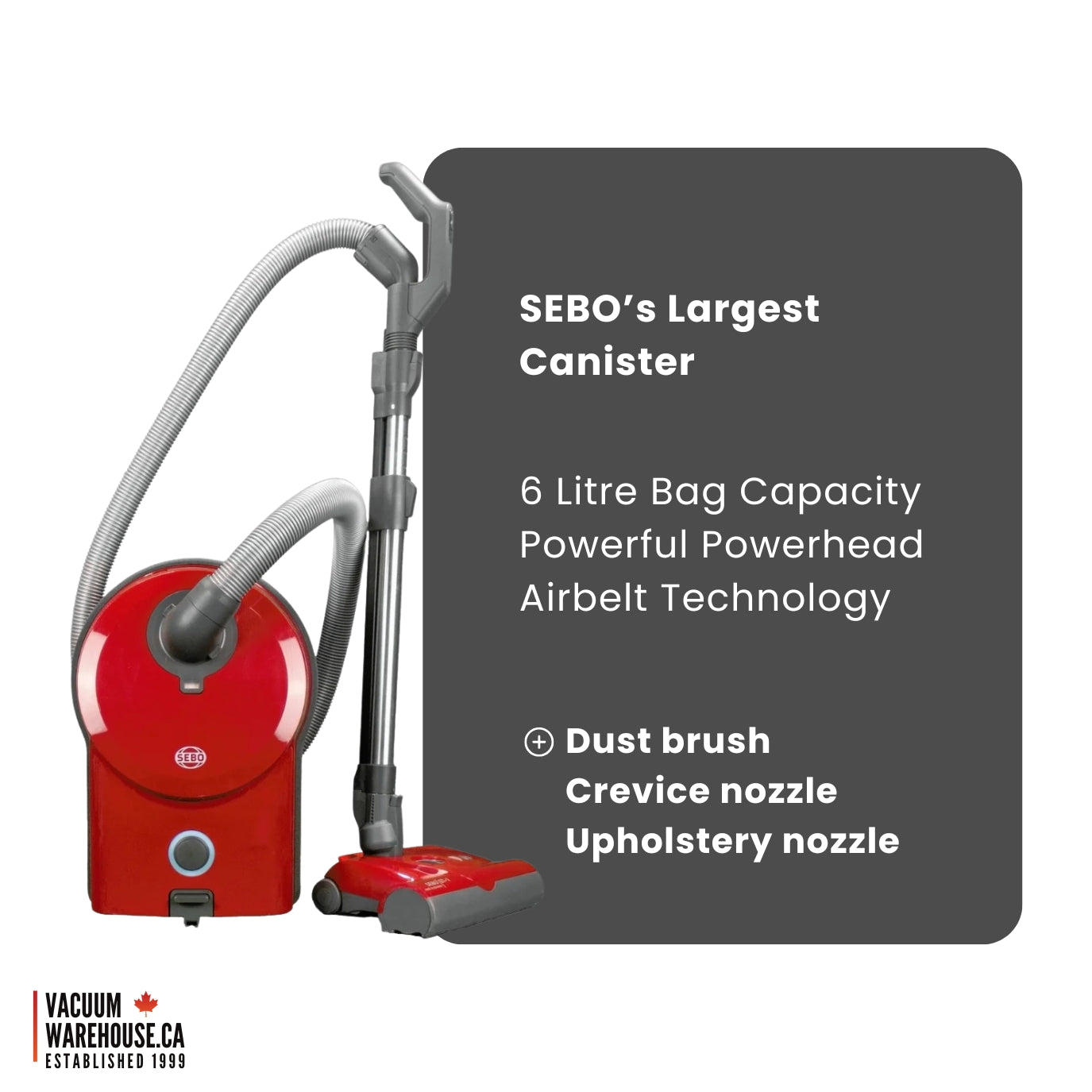 Sebo Airbelt D4 Premium Canister Vacuum Cleaner - Red