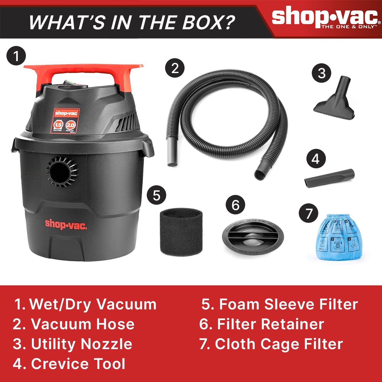Shop-Vac® 1.5 Gallon 2.0 Peak HP Wet/Dry Vacuum