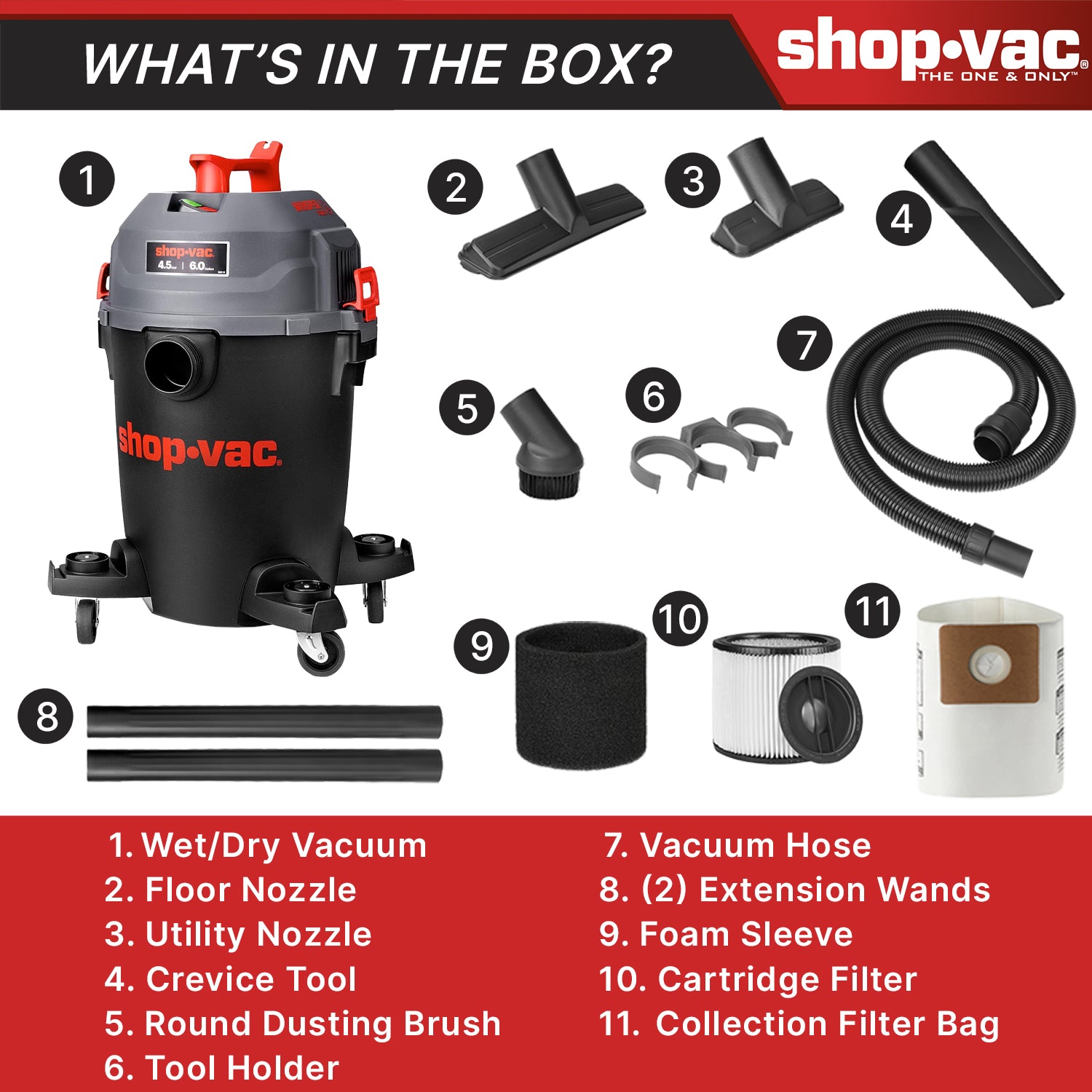 Shop-Vac® 6 Gallon Ultra Quiet 4.5 Peak HP Wet/Dry Vacuum