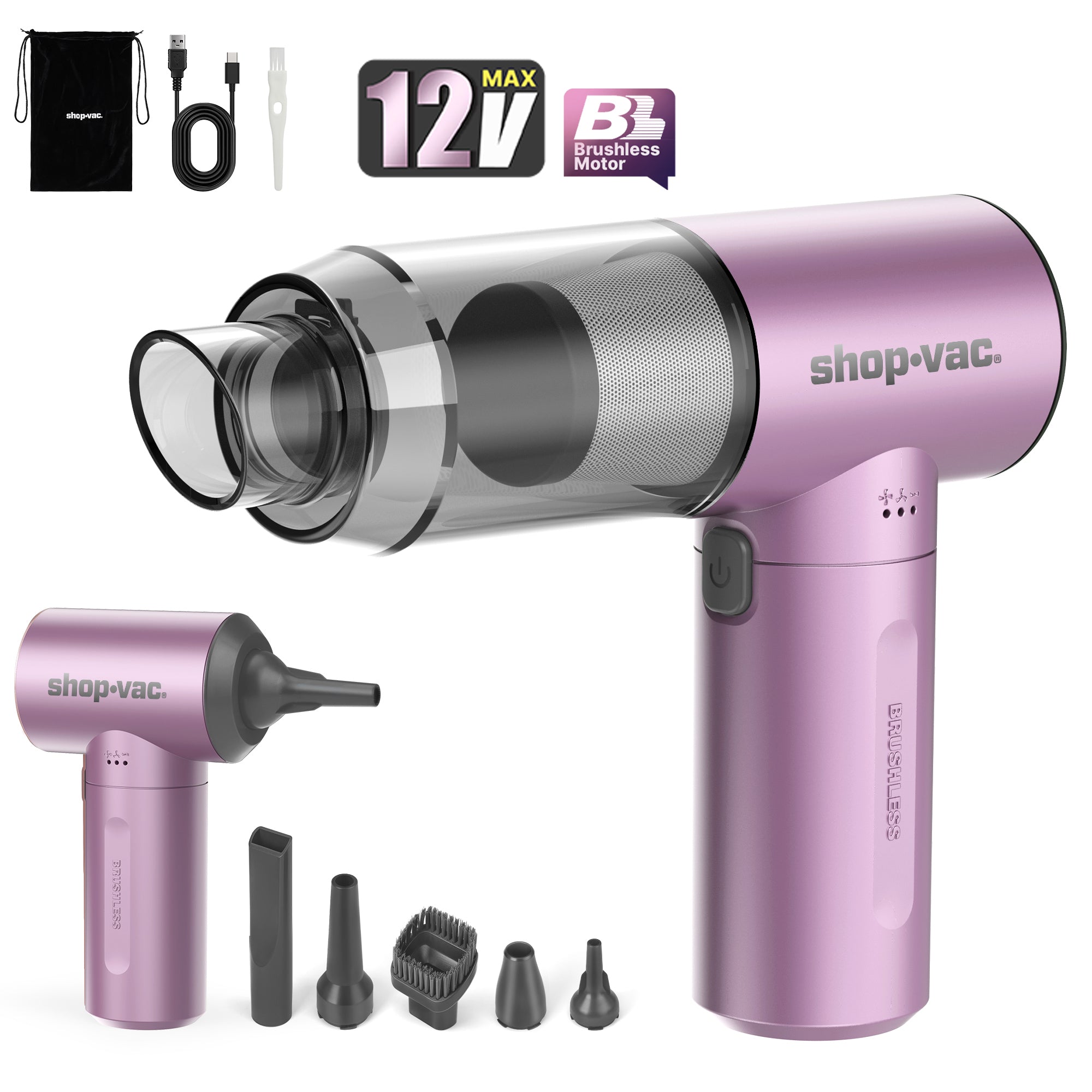 Shop-Vac® S4 Handheld Car Vacuum, Air Duster & Inflater - Purple