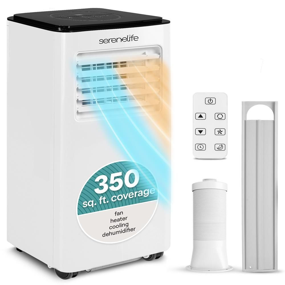 Single Duct Portable Air Conditioner And Heater - 8000 Btu Cooling Capacity (Ashrae) Compact Home A/C Cooling And Heating Unit With Built-In Dehumidifier & Fan Modes, Includes Window Mount Kit (White And Black)