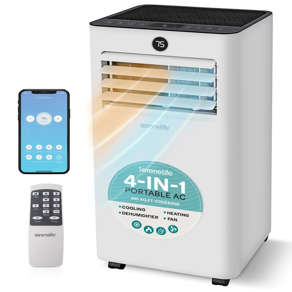 Portable AC & Heater 10,000 BTU WiFi, Dehumidifier, Remote, Gray