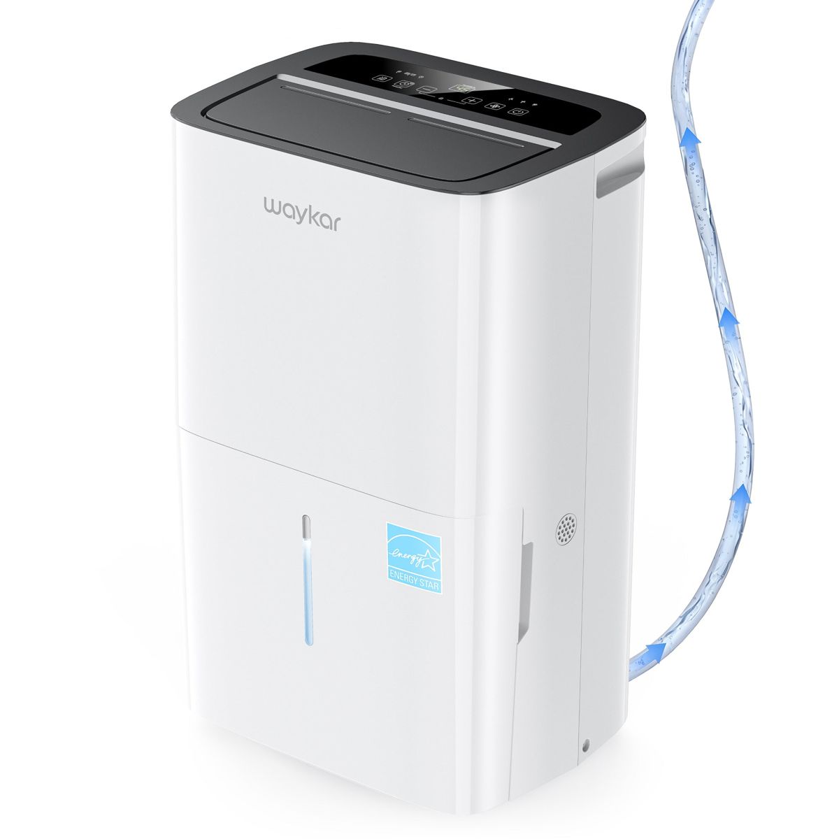 Waykar 150 Pint Dehumidifier with Pump for Home & Basements, Energy Star, DOE 50 Pint, 7000 Sq. Ft, Continuous Drain Hose