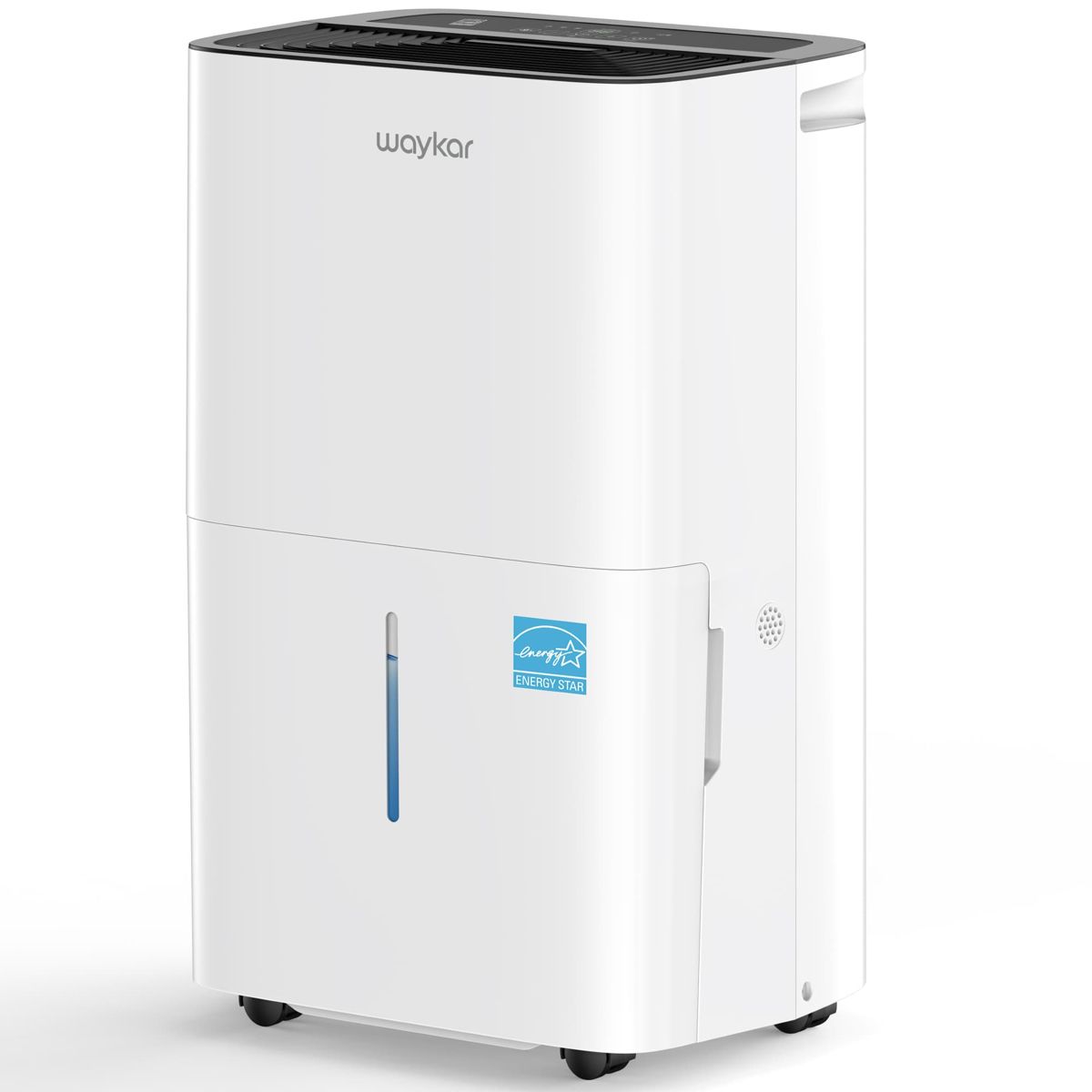 Waykar 50 Pint Energy Star Dehumidifier for Home Basement Room energy efficient, Max 150 Pint, 7000 Sq. Ft - Auto Defrost, Ultra Quiet 40dB, Auto Comfort Mode, Dual Drain Option